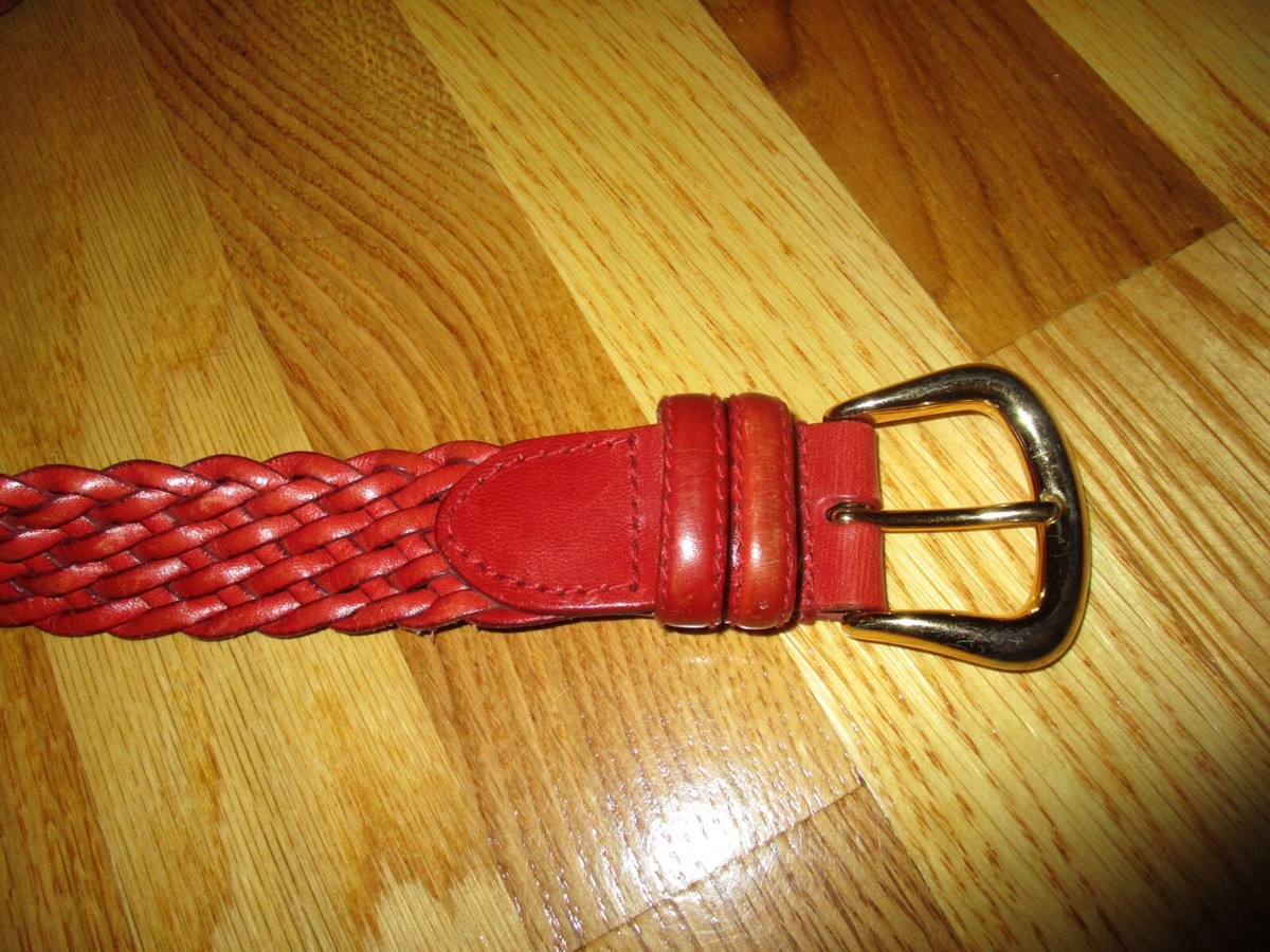 Ladies Talbots Red Genuine Leather Braided Woven Brass  display picture 3