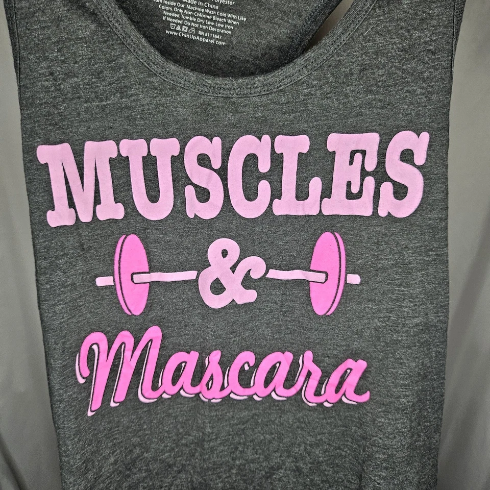 Ropa para mujer Chin Up musculos y rímel gris sin mangas espalda deportiva sin mangas talla XL Foto 2 de 4