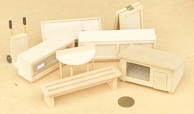 Tumdee Puppenhaus Holz Deko-Set 1:24 Natur Finish, Gemischte Möbel - Bild 1 von 4