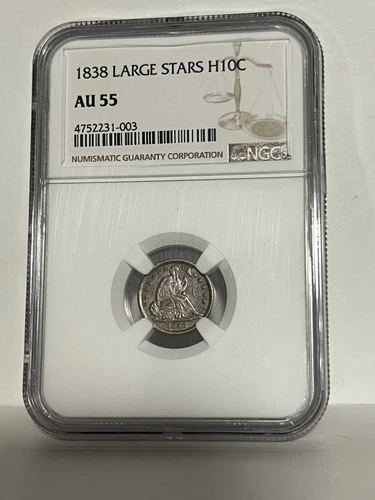 1838 ~ Seated Liberty Half Dime ~ NGC AU55 ~ Beautiful Toning ~ Original