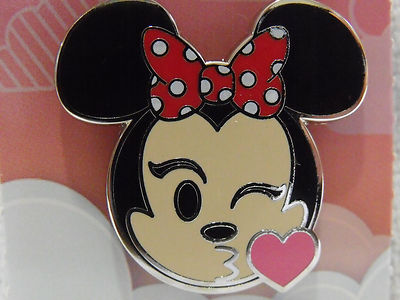 2017 New Disney Booster Trading Pin Emoji Blitz Minnie Mouse Blowing a Kiss