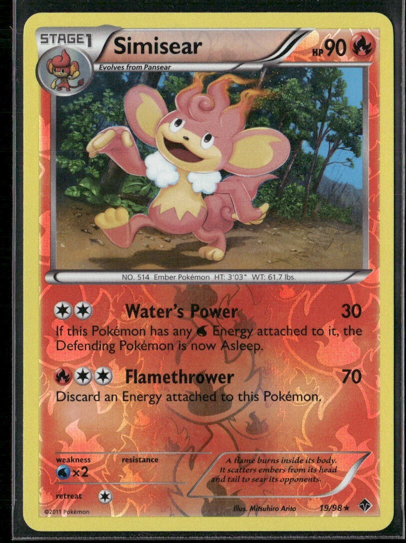 2011 Emerging Powers Set Pokemon Card 19  Simisear Reverse Foil LP