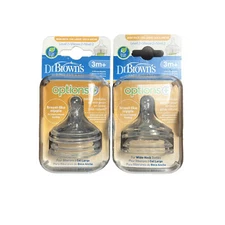 Baby Bottle Nipples Dr. Brown’s 3m+ Level 2 Nipple Fit Wide Neck Bottle Lot Of 2
