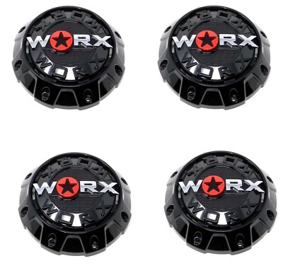 WRX-8856B 912S11 Worx Gloss Black Wheel Center Cap (Set of 4)