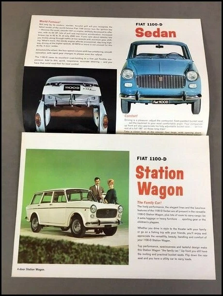 Fiat 1100 D 1100D Original Car Sales Brochure Catalog - 1960s Foto 2 de 4