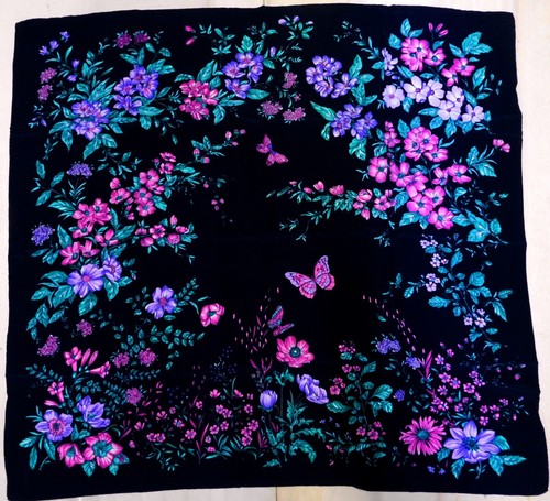 Foulard Vintage Femme 100% Soie Pure - 84x88 Cm - Multicolore - Années 80
