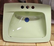 green bathroom sink vanity mount drop in ceramic vintage NOS new never used