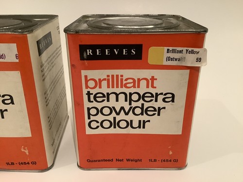 VINTAGE REEVES TEMPERA POWDER COLOUR PAINT LOT OF 3 YELLOW ORANGE PURPLE - Picture 5 of 8