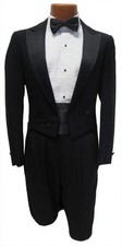 Men's Black Wool Tuxedo Tailcoat  Optional Pants - Formal Evening Wear Size 39R