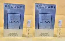 2 Sample Vial BVLGARI MAN RAIN ESSENCE for Men 0.05 oz 1.5ml Eau de Parfum Spray