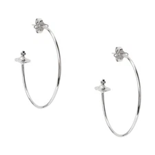 Small 3cm Vivienne Westwood Rosemary Hoop Earrings Silver With Gift Box