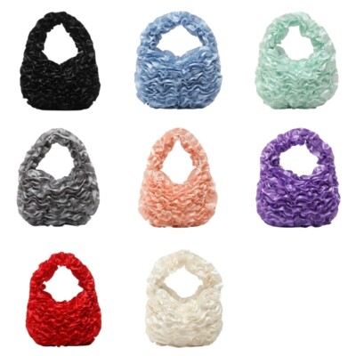 Delicate Ruffled Top Handle Bag Compact Design Handbag for Evening Occasion