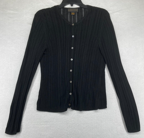 Classiques Entier Women's Black Button Up Silk Cardigan Sweater Size Large  | eBay