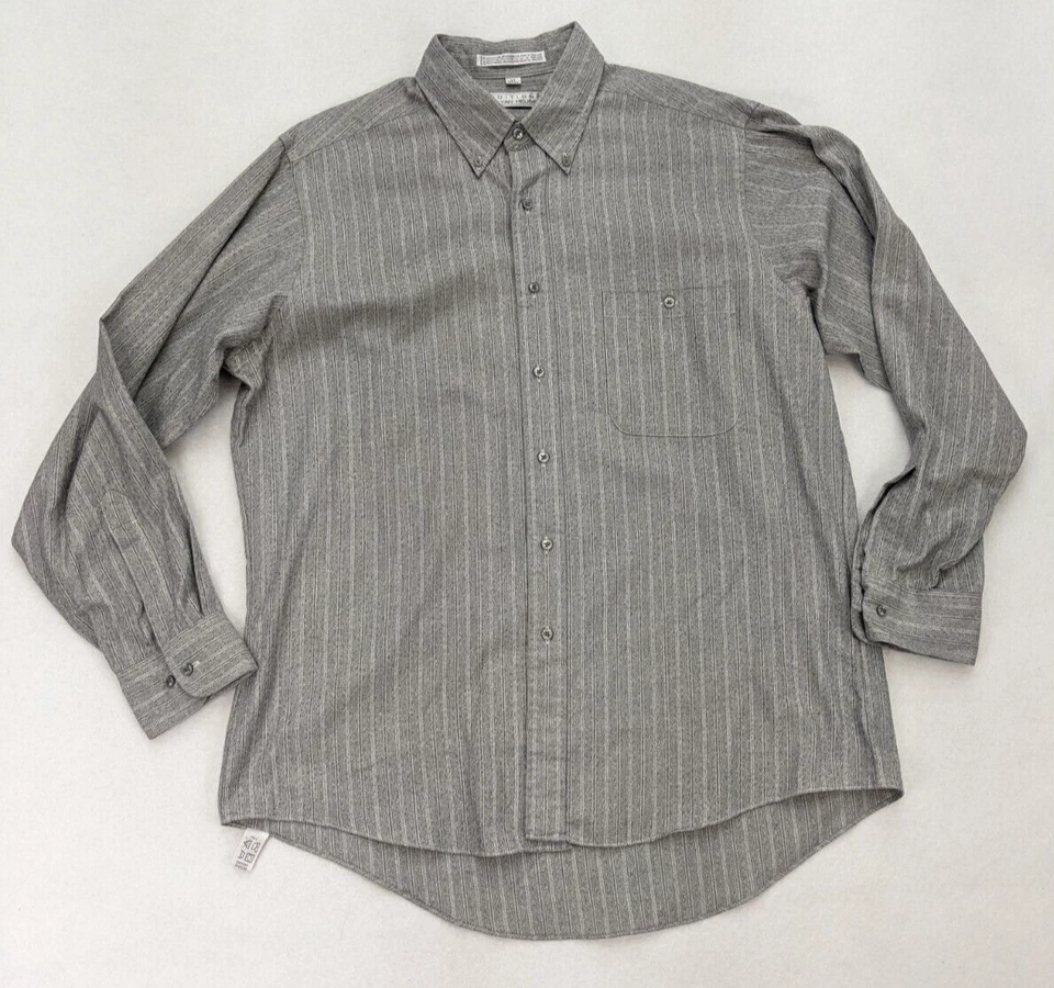 Editions by Van Heusen Men's Shirt Size 17 x 34/35 Gray Striped Button-Up - Image 2 of 4