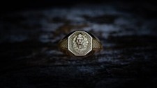 Lion Head Signet Ring Bold Gold Plated Men s Statement Jewelry