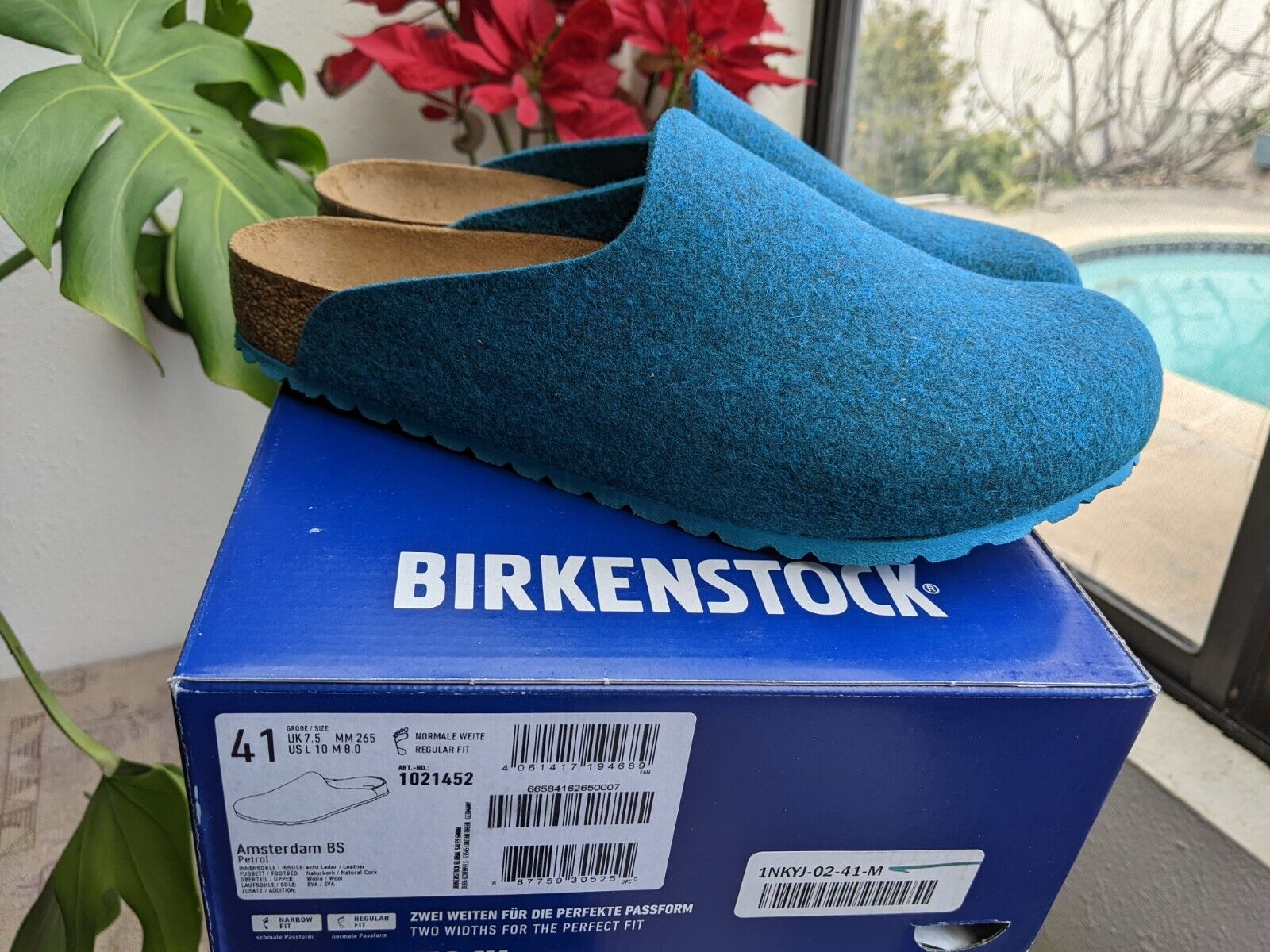 helikopter En god ven arve Birkenstock Amsterdam Wool Felt Mule Slip On Sandal Clogs Blue Teal 41 |  eBay