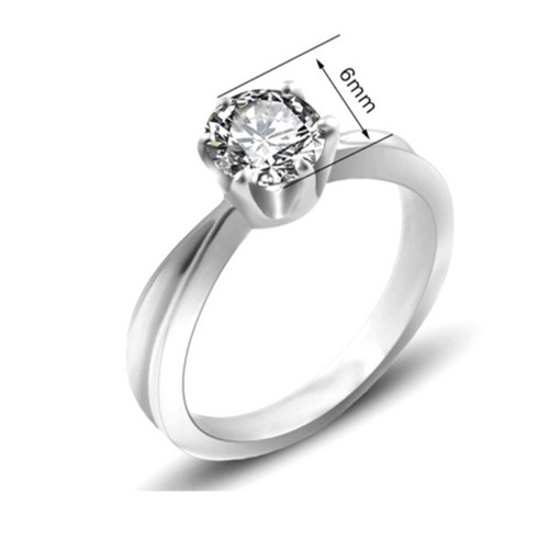 6*6mm Round Cut AAA CZ Band For Female Titanium Steel Wedding Gift Ring Size 5-9 - Picture 3 of 11