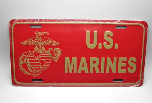Licensed SEMPER FI USMC MARINES MARINE CORPS EMBOSSED METAL CAR LICENSE PLATE - Picture 9 of 12