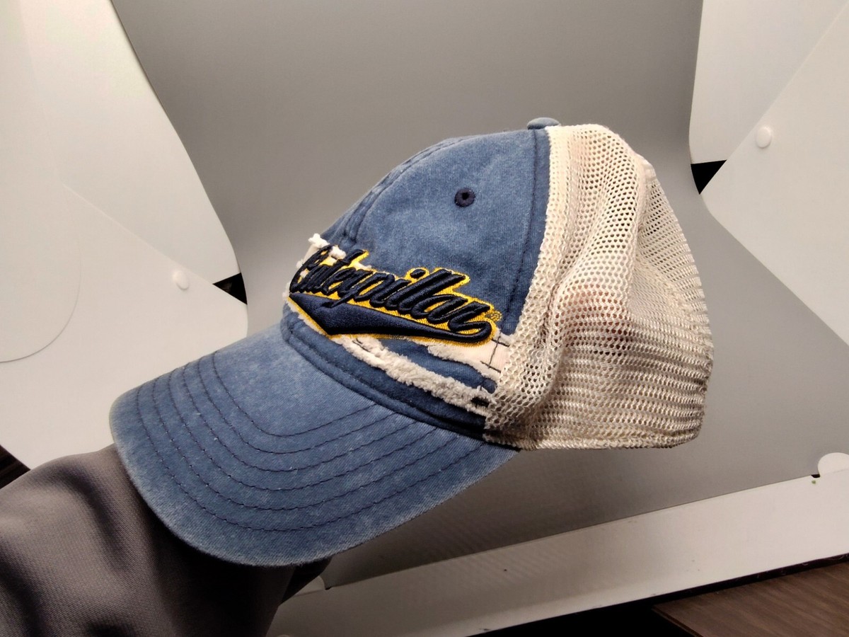☆HUMAN N CAT☆ Pound Washed Vintage Peached Cap Navy FFOUND Caterpillar Blue Washed Cap Cat Cursive Mesh Snapback NWOT