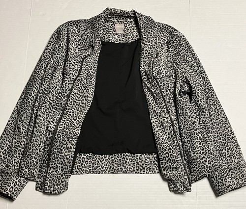 Womens Chicos Animal Print Velveteen Stretch Jacket Zip Button Front Size 3 EUC - Picture 6 of 19