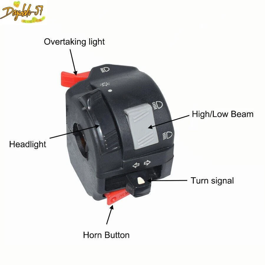 7/8" 22mm Moto ATV Bocina Señal de giro Luz Faro ON/OFF Interruptor Control Foto 4 de 4