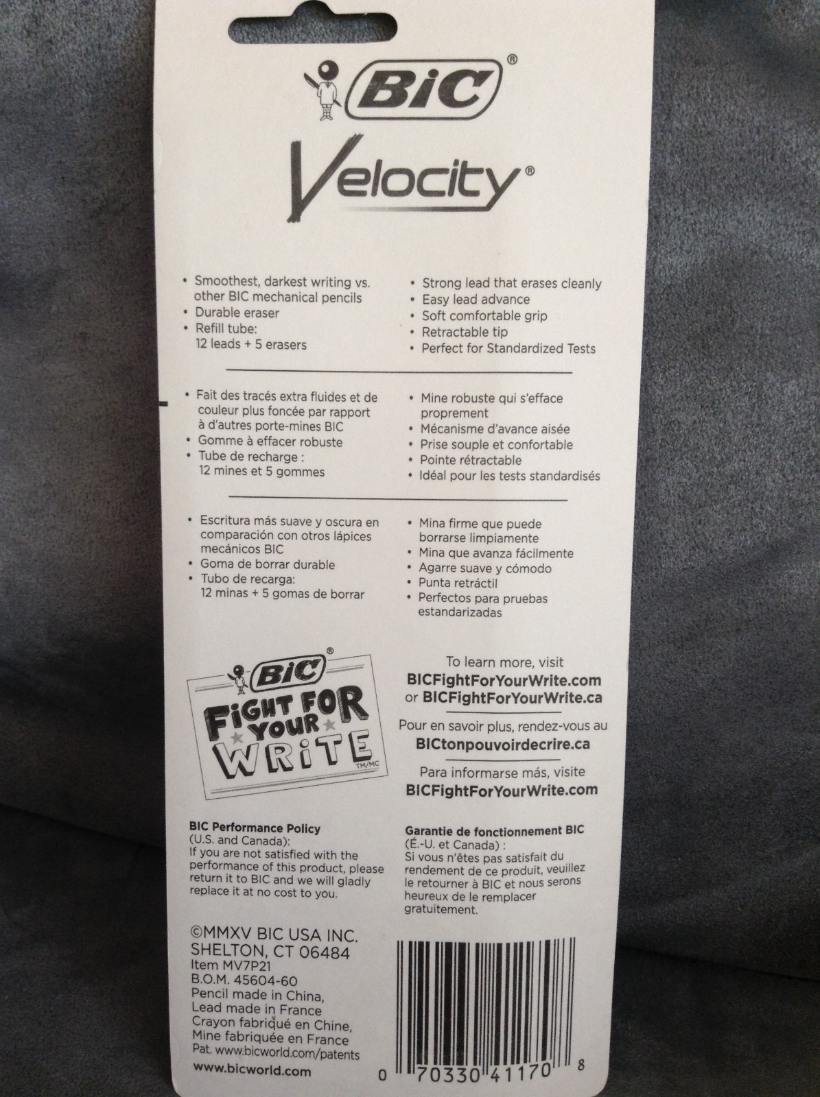 BIC VELOCITY PENCILS #41170 PINK AND PURPLE 0.7MM LEAD WITH EXTRA LEAD/ERASER