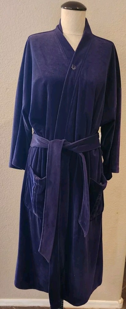 VTG Christian Dior Bath Robe Men's One Size Velvet Logo Monsieur Slouch Pockets