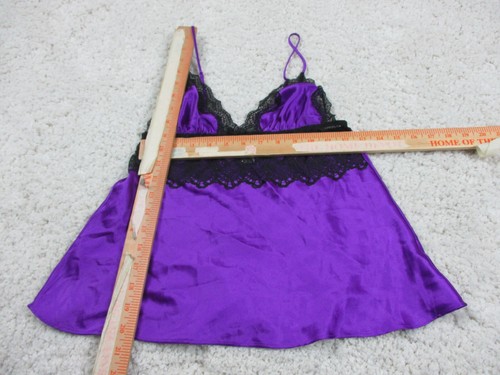 VS Chemise Womens Small Purple Lingerie Top Silky Lace adjustable Tank Satin - Picture 9 of 21