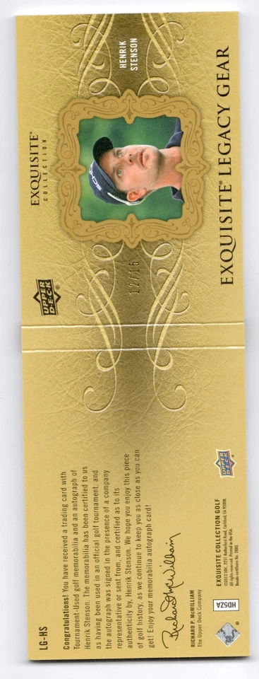 2014 Upper Deck Exquisite Golf Legacy Gear Booklet Auto Henrik Stenson 12/15 - Image 2 of 2