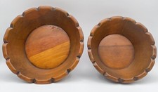 Vinatge MCM (2) Dark Carved Wood Bowls 5.5” & 6.25” ~ Beautiful!