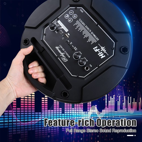 Dual Subwoofer Bluetooth Speaker Portable Woofe PA System DJ Party Mic Remote - Afbeelding 9 van 16