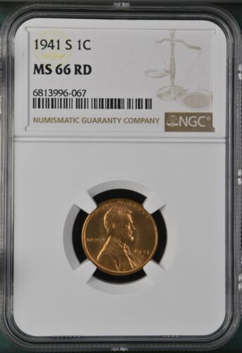 1941-S 1C RD Lincoln Wheat One Cent NGC MS66RD 6813996-067 - Bild 1 von 2