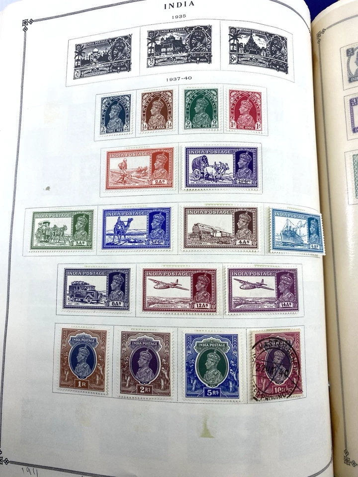 India - tres páginas de álbum de números clásicos de la India de 1855 a 1940, como nuevo y usado Foto 3 de 4