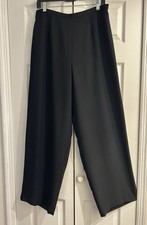 KASPER Black Crepe Wide Leg Dress Pants Fully Lined Back zip 30" inseam Size 14