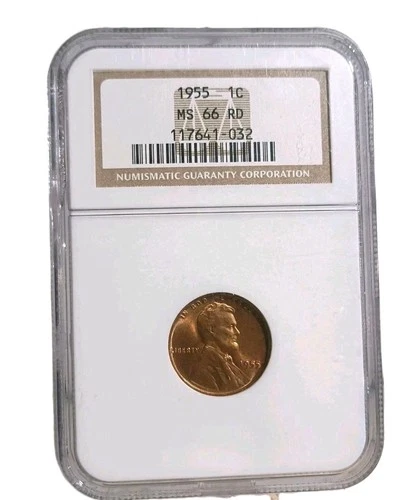 1955 Lincoln Wheat Cent Penny NGC MS66 RD Uncirculated 1c Coin