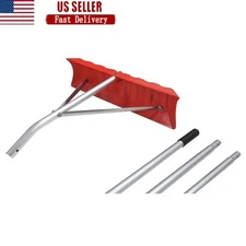 21ft Reach 23in Poly Roof Rake Snow Remover Blade Lightweight Aluminum Handle US