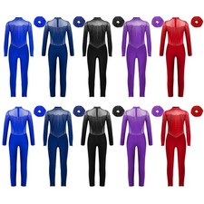 Girls Bodysuit Training Jumpsuit Yoga Figure Skating Mock Neck Unitard Dance