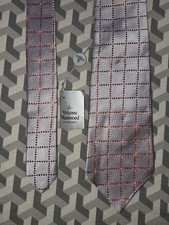 Vivienne Westwood Men's Silver Orange 100% Silk Tie Vintage