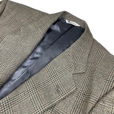 VTG Aquascutum Men's Tweed 2-Button Blazer Beige/Gray/Tan Plaid   USA   46R