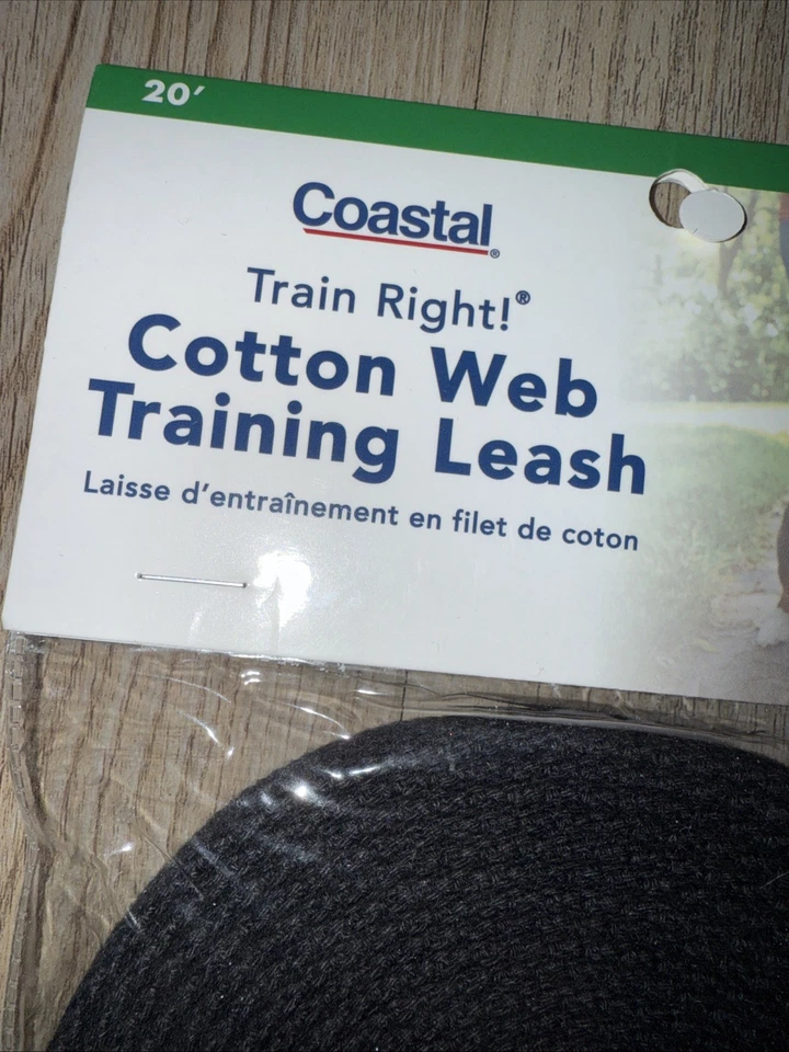 Teia de algodão para treinamento de cães chumbo preto 20 pés recall de trem costeiro feito nos EUA NOVO - Imagem 2 de 4