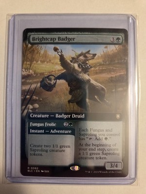 MTG Brightcap Badger #0062 Extended Art Rare Commander: Bloomburrow