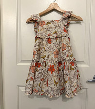 Happily Grey Kids Girls 5T Ivory Floral Tiered Ruffle Square Neck Dress