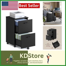Space-Saving 2-Drawer File Cabinet with Lockable Casters for Home or Office Use