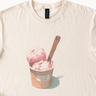 Ice Cream Graphic Tee Playful Whimsical Dessert Art Shirt