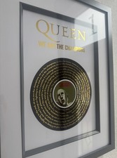 Framed Gold Foiled Art Print Record Lyrics Queen - We Are The Champions
