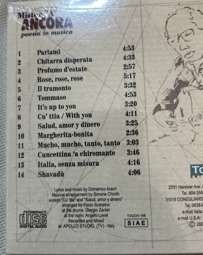 Mister “A” ANCORA Poesia In Musica CD. New & Sealed - Picture 3 of 4