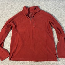 LL Bean Mens Fleece Quarter Zip Pullover Medium Mock Neck Chest Pocket