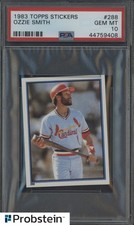 1983 Topps Stickers #288 Ozzie Smith HOF St Louis Cardinals PSA 10 GEM MINT