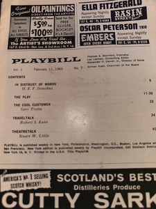 1963 Lorenzo Playbill Feb 11 Leigh Wharton Archive Incomplete No Cover