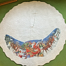 Vintage 42" Felt Christmas Tree Skirt Santa  s Best Reindeer Sleigh North Pole